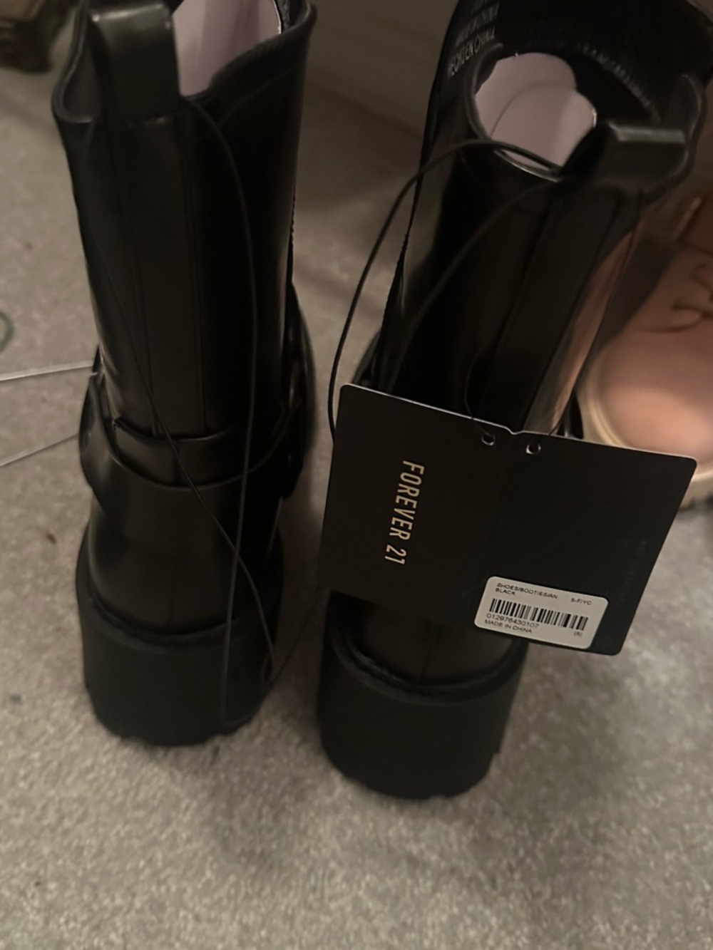 Forever 21 Black Chunky Harness Combat Boots - Picture 5 of 5